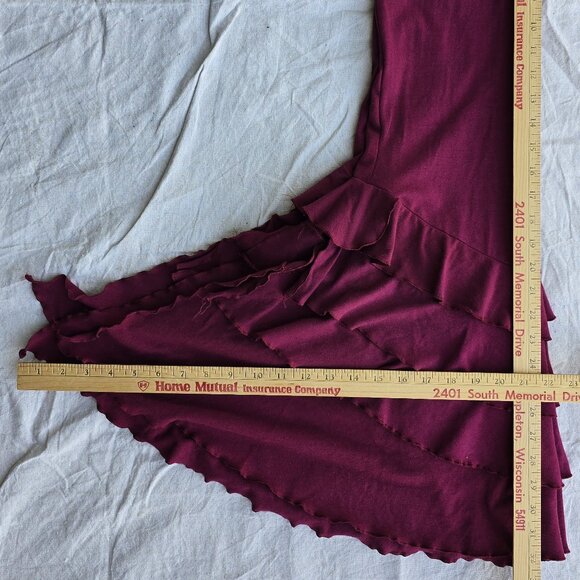 Melodia Designs Bamboo Ruffle Flare Pant Foldover Black Lace Waist Medium 32 - Picture 8 of 9